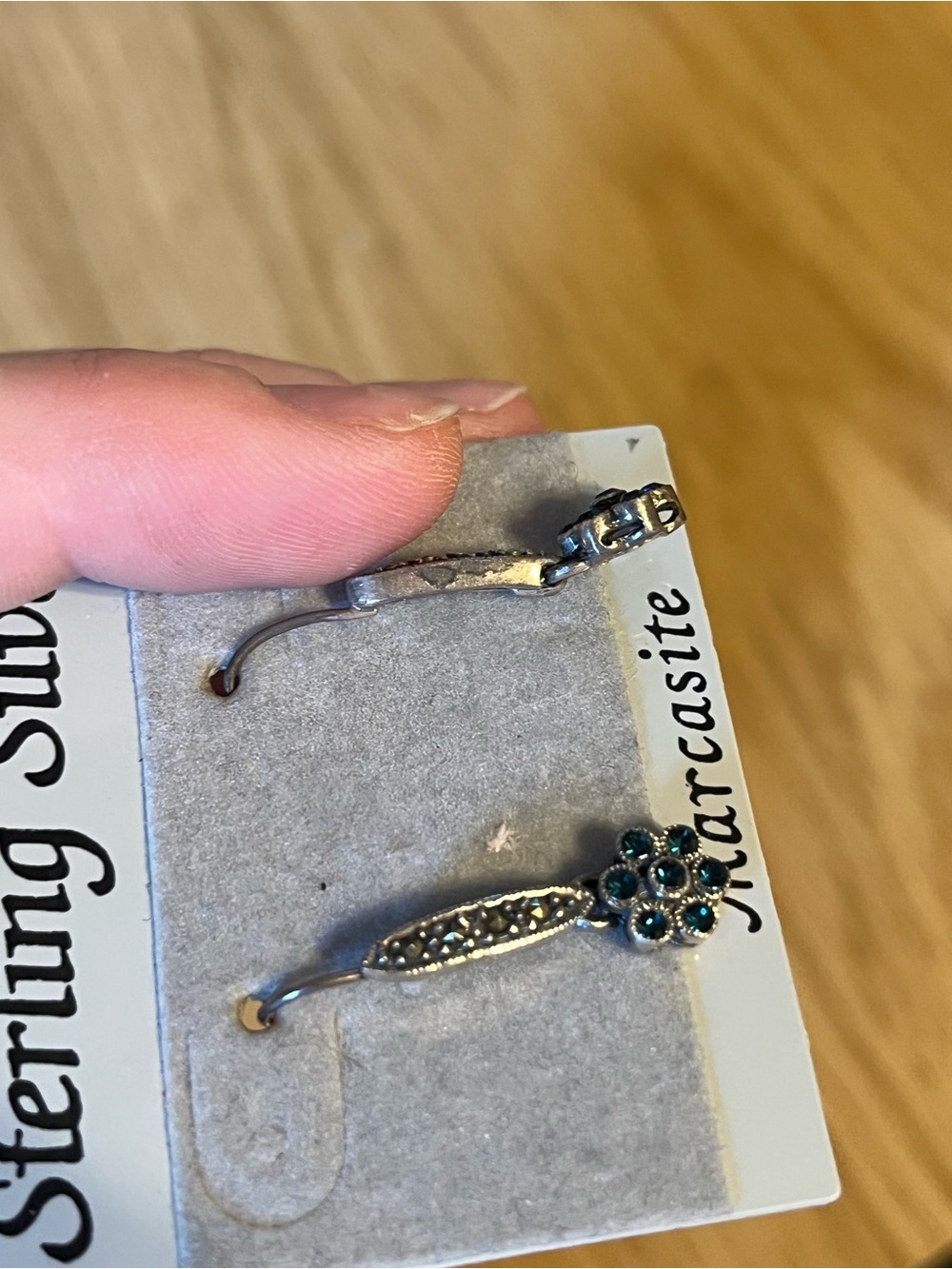 Sterling silver blue marcasite earring bundle - Picture 7 of 7